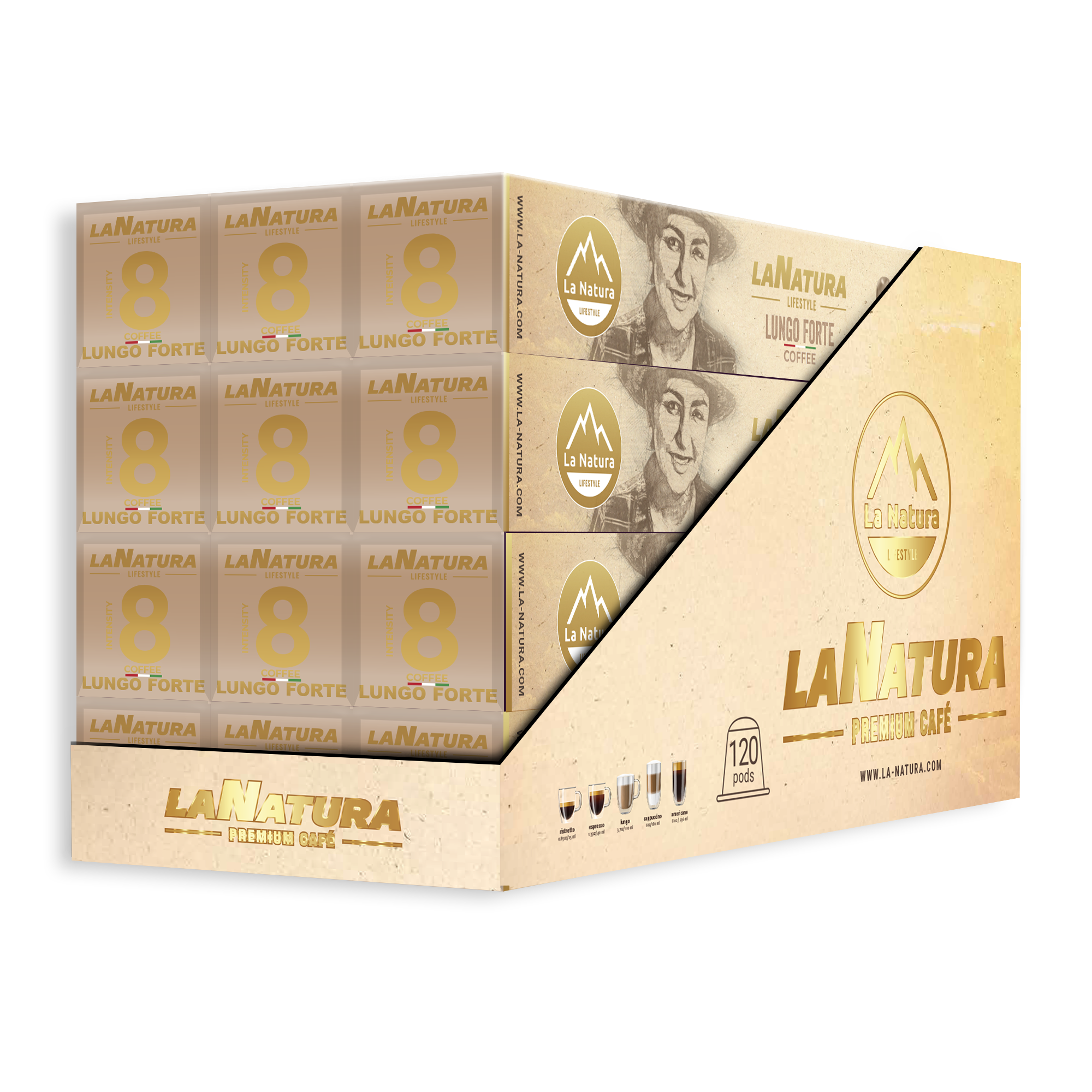 LUNGO FORTE Premium 120 Kaffeekapseln