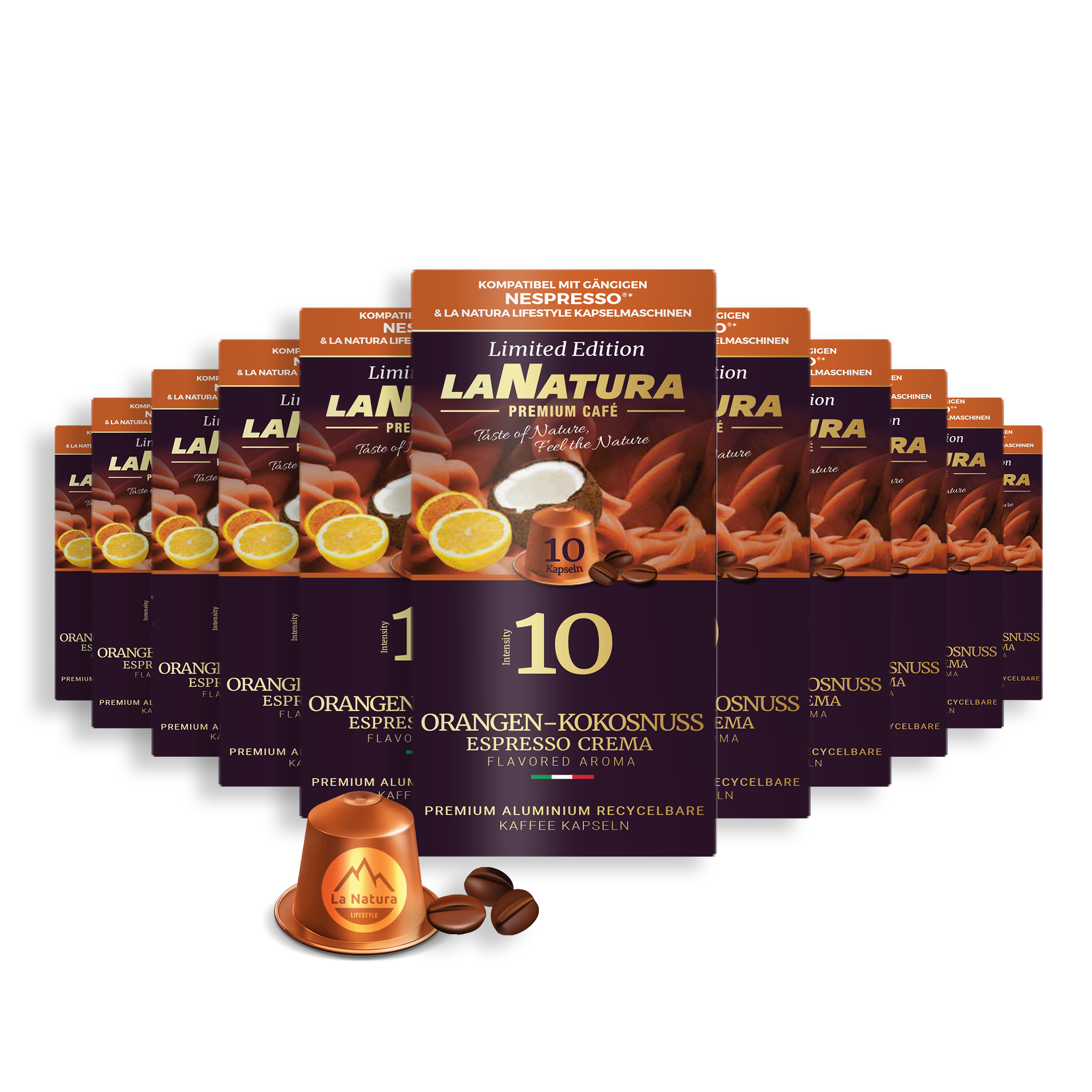 Orangen-Kokosnuss Crema Premium Kaffeekapseln