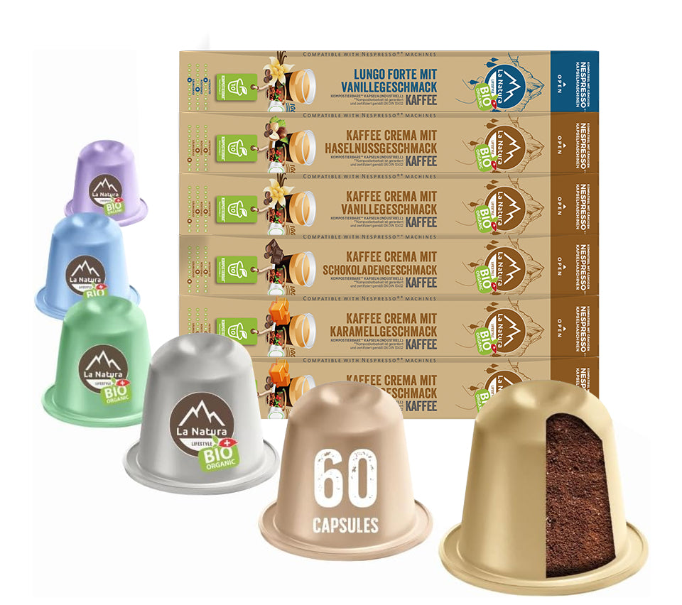 BIO FLAVORED Kaffee BOX - 60 Kaffeekapseln