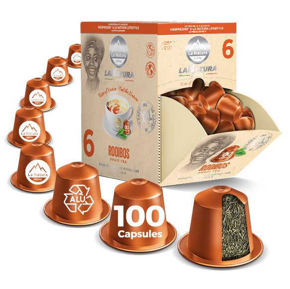 ROOIBOS PREMIUM BOX 100 Teekapseln 100% Recycelbar | Nespresso®*³-kompatible Teekapseln | La Natura Lifestyle