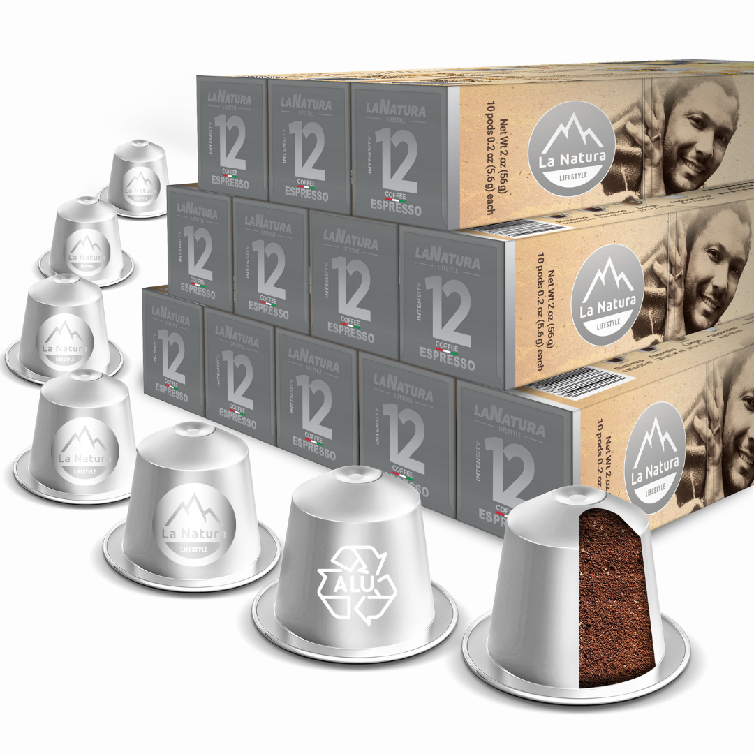 Espresso Aluminium Kaffeekapseln Nespresso kompatibel La Natura 12er Masterpack