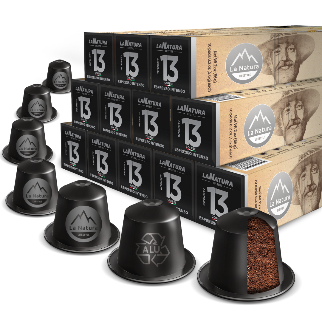 Espresso Intenso Aluminium Kaffeekapseln Nespresso kompatibel La Natura 12er Masterpack