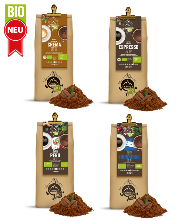 4x250g. BIO Kaffee gemahlen PROBIER BOX La Natura Lifestyle