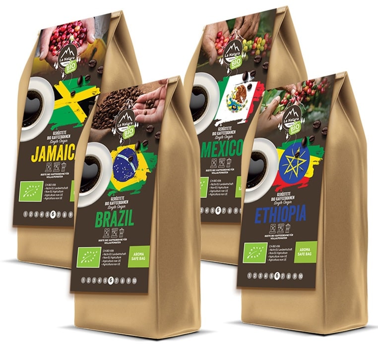 4 x 250g. Coffee beans ORGANIC Single Origin TRY BOX La Natura Lifestyle